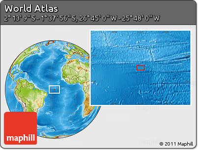 Physical Location Map of the Area around 1° 55' 32" S, 26° 16' 29" W