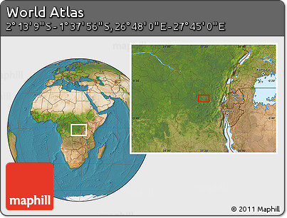 Satellite Location Map of the Area around 1° 55' 32" S, 27° 16' 29" E