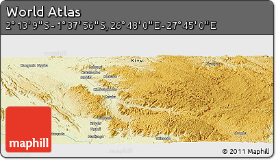 Physical Panoramic Map of the Area around 1° 55' 32" S, 27° 16' 29" E