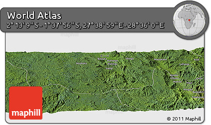 Satellite Panoramic Map of the Area around 1° 55' 32" S, 28° 7' 30" E