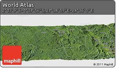 Satellite Panoramic Map of the Area around 1° 55' 32" S, 28° 7' 30" E