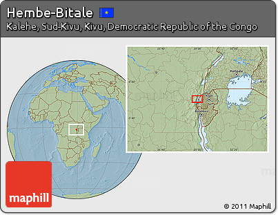 Savanna Style Location Map of Hembe-Bitale, hill shading