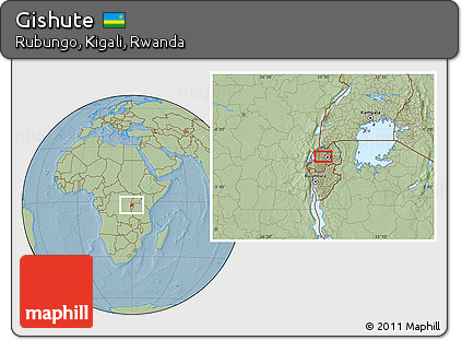 Savanna Style Location Map of Gishute, hill shading