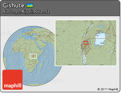 Savanna Style Location Map of Gishute, hill shading