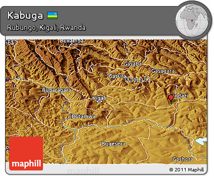 Physical Panoramic Map of Kabuga