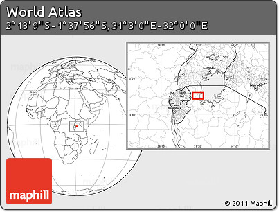 Blank Location Map of the Area around 1° 55' 32" S, 31° 31' 29" E