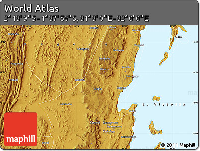 Physical Map of the Area around 1° 55' 32" S, 31° 31' 29" E