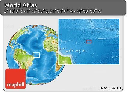 Physical Location Map of the Area around 1° 55' 32" S, 31° 22' 30" W