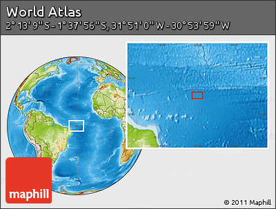 Physical Location Map of the Area around 1° 55' 32" S, 31° 22' 30" W