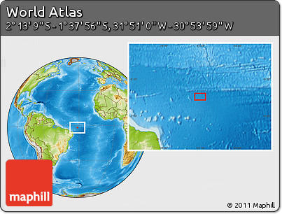 Physical Location Map of the Area around 1° 55' 32" S, 31° 22' 30" W