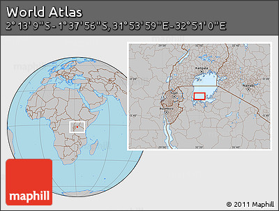 Gray Location Map of the Area around 1° 55' 32" S, 32° 22' 30" E