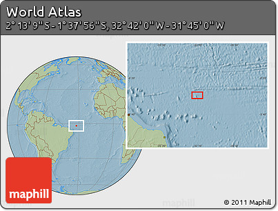 Savanna Style Location Map of the Area around 1° 55' 32" S, 32° 13' 30" W, hill shading
