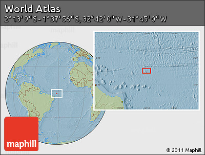 Savanna Style Location Map of the Area around 1° 55' 32" S, 32° 13' 30" W, hill shading
