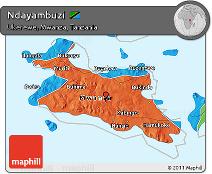Political 3D Map of Ndayambuzi