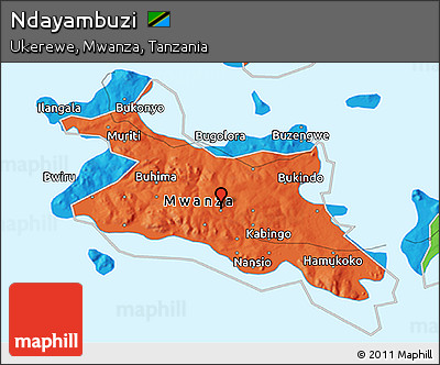 Political 3D Map of Ndayambuzi
