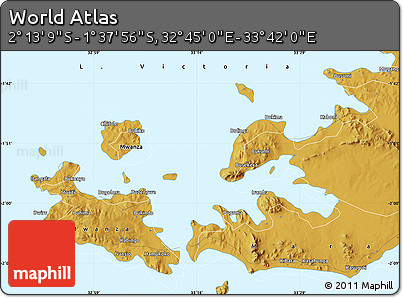 Physical Map of the Area around 1° 55' 32" S, 33° 13' 30" E