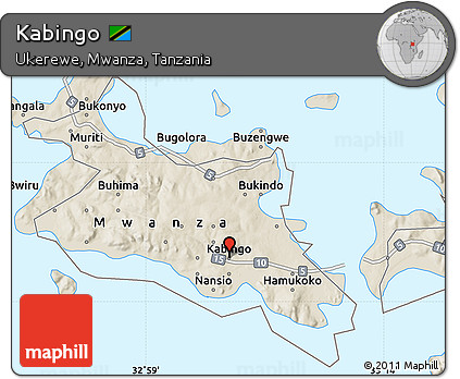 Shaded Relief Map of Kabingo