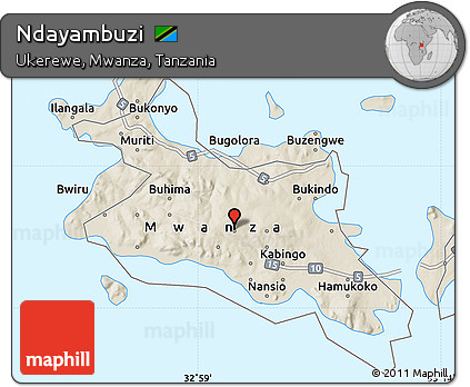 Shaded Relief Map of Ndayambuzi