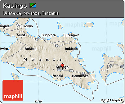 Shaded Relief Map of Kabingo