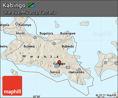 Shaded Relief Map of Kabingo