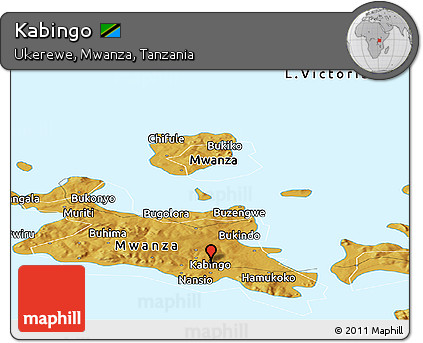 Physical Panoramic Map of Kabingo