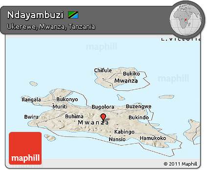 Shaded Relief Panoramic Map of Ndayambuzi