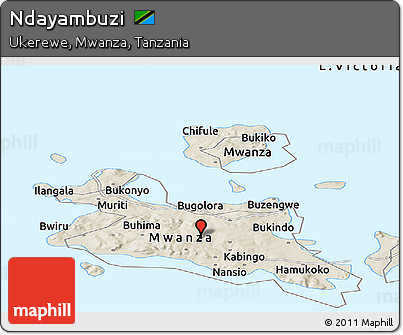 Shaded Relief Panoramic Map of Ndayambuzi