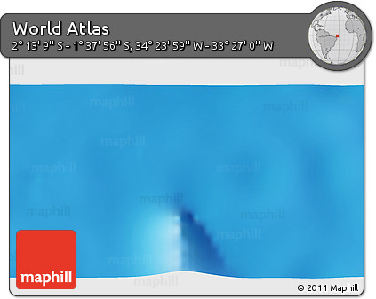 Physical 3D Map of the Area around 1° 55' 32" S, 33° 55' 29" W