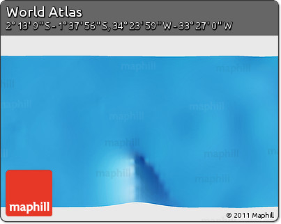 Physical 3D Map of the Area around 1° 55' 32" S, 33° 55' 29" W