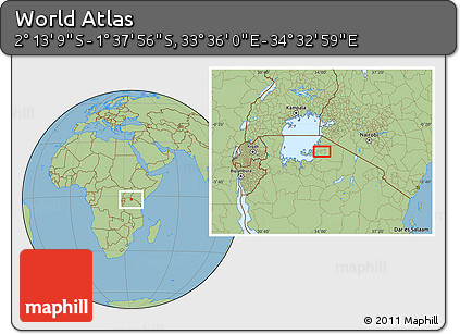 Savanna Style Location Map of the Area around 1° 55' 32" S, 34° 4' 30" E