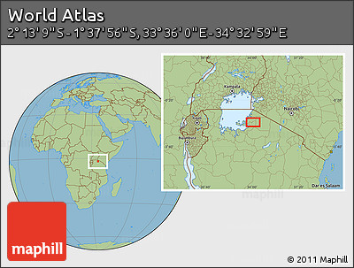 Savanna Style Location Map of the Area around 1° 55' 32" S, 34° 4' 30" E