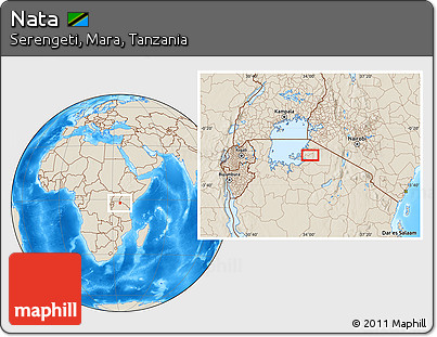 Shaded Relief Location Map of Nata