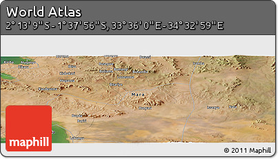 Satellite Panoramic Map of the Area around 1° 55' 32" S, 34° 4' 30" E
