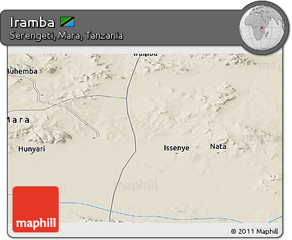 Shaded Relief Panoramic Map of Iramba