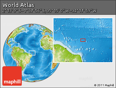 Physical Location Map of the Area around 1° 55' 32" S, 34° 46' 29" W