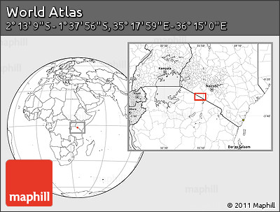 Blank Location Map of the Area around 1° 55' 32" S, 35° 46' 29" E