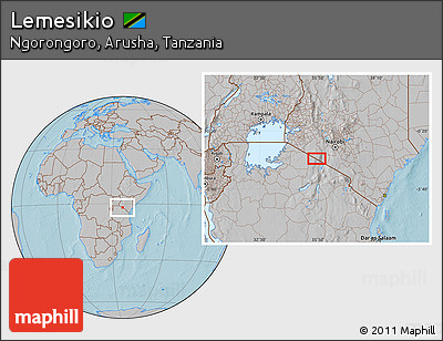 Gray Location Map of Lemesikio, hill shading