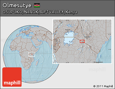 Gray Location Map of Olmesutye, hill shading