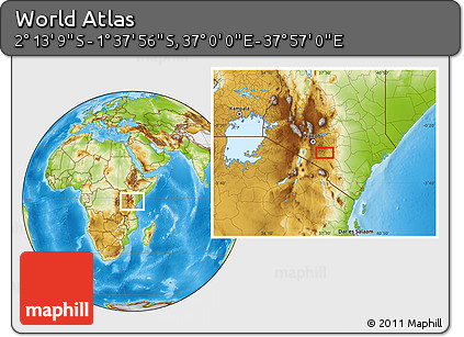 Physical Location Map of the Area around 1° 55' 32" S, 37° 28' 30" E
