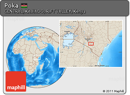 Shaded Relief Location Map of Poka