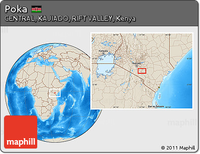 Shaded Relief Location Map of Poka