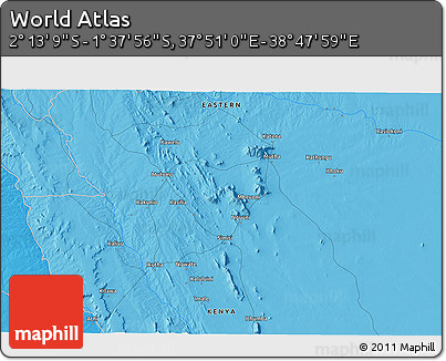 Political 3D Map of the Area around 1° 55' 32" S, 38° 19' 30" E