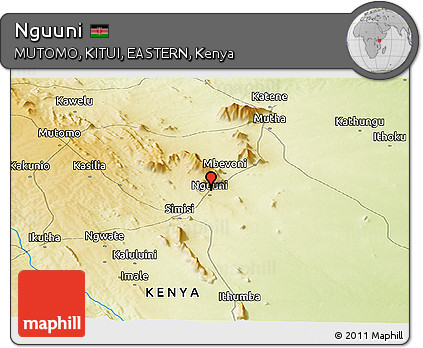 Physical Panoramic Map of Nguuni