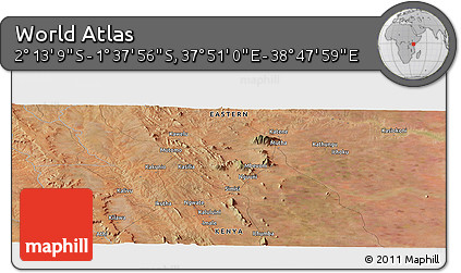 Satellite Panoramic Map of the Area around 1° 55' 32" S, 38° 19' 30" E