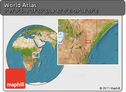 Satellite Location Map of the Area around 1° 55' 32" S, 39° 10' 29" E