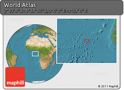 Satellite Location Map of the Area around 1° 55' 32" S, 3° 28' 30" E