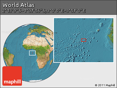 Satellite Location Map of the Area around 1° 55' 32" S, 3° 28' 30" E