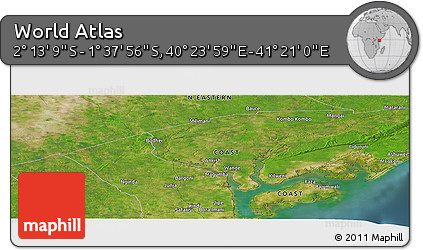 Satellite Panoramic Map of the Area around 1° 55' 32" S, 40° 52' 30" E