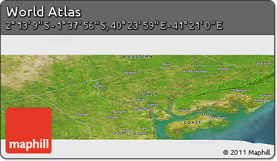 Satellite Panoramic Map of the Area around 1° 55' 32" S, 40° 52' 30" E