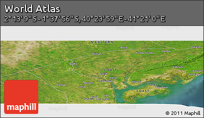 Satellite Panoramic Map of the Area around 1° 55' 32" S, 40° 52' 30" E